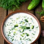 Summer cold soup with cucumbers