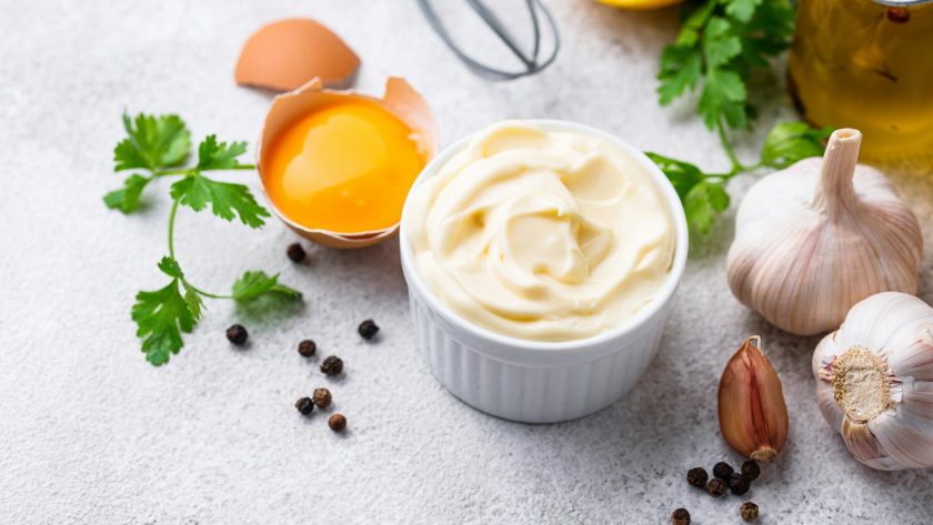 Homemade mayonnaise sauce with ingredient
