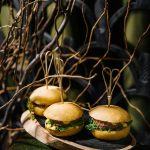 three mini burgers in the forest